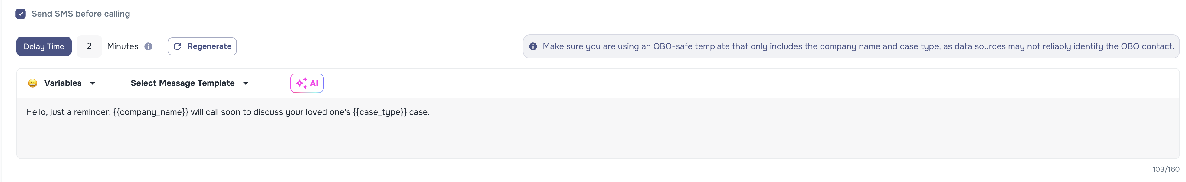 OBO message barrier and alerts for sensitive cases