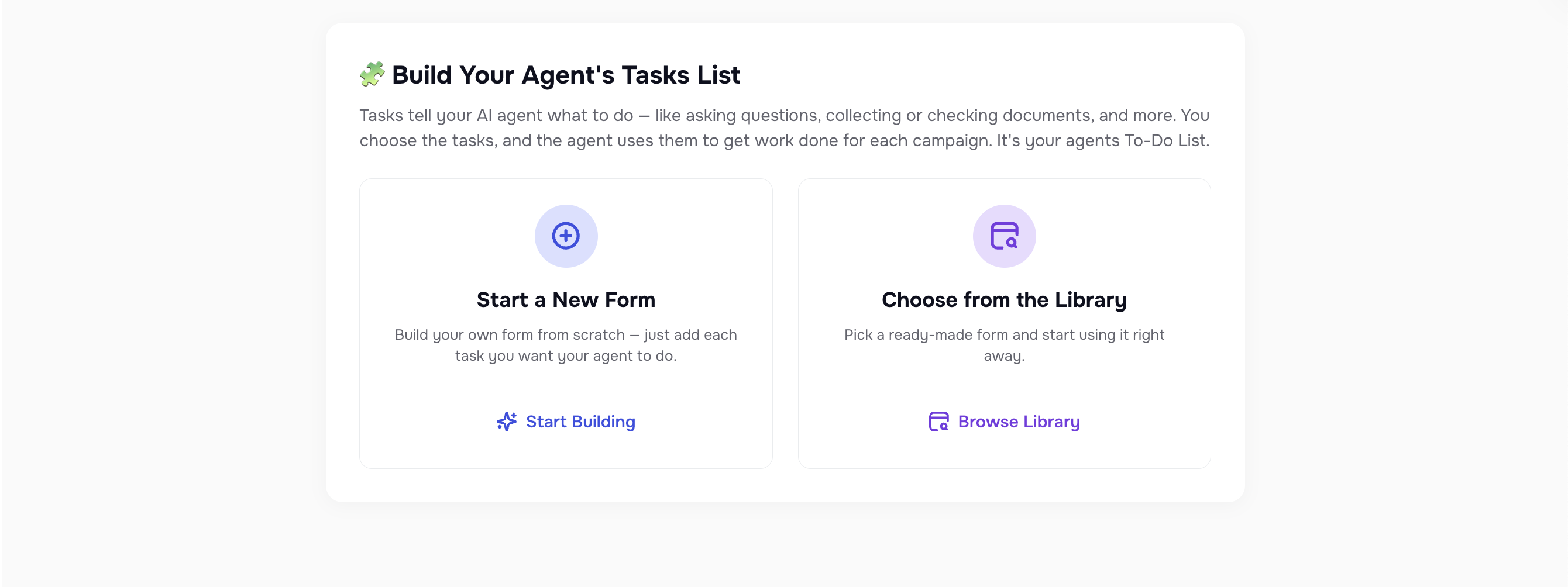 New form creation with name, description, pages, and tasks