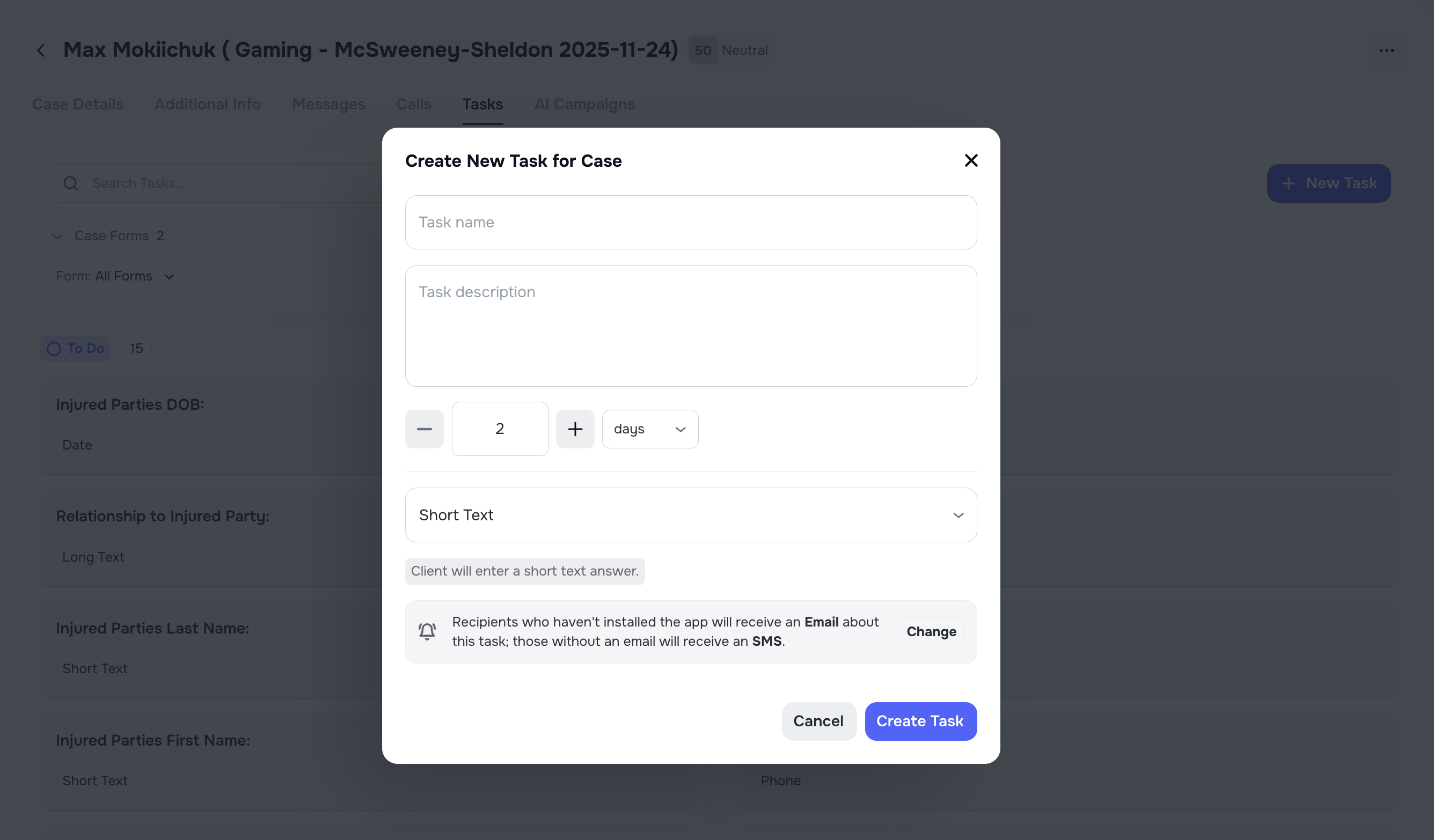 Standalone tasks on Tasks page